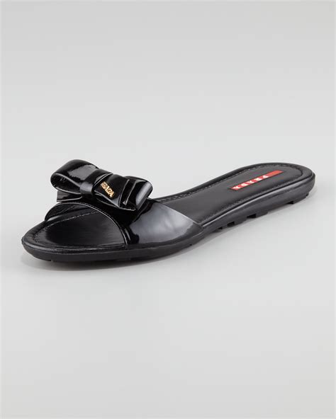 prada bow slide sandal|Prada plexiglass sandals.